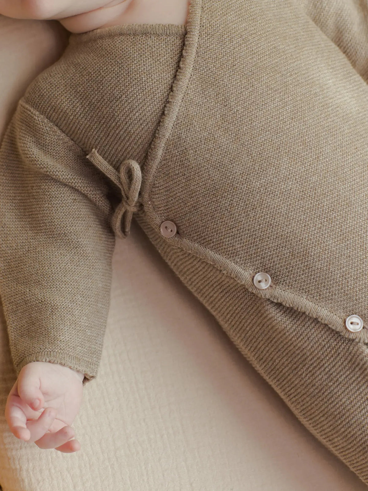 Baby Quincy Mae Wrap Knit Footie Heathered Mocha (3-12m) - Mocha