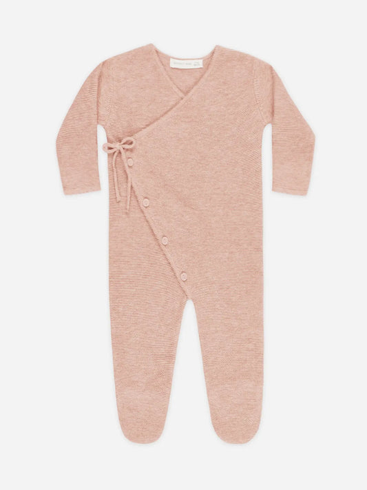 Baby Quincy Mae Wrap Knit Footie Heathered Rose (3-12m) - Rose