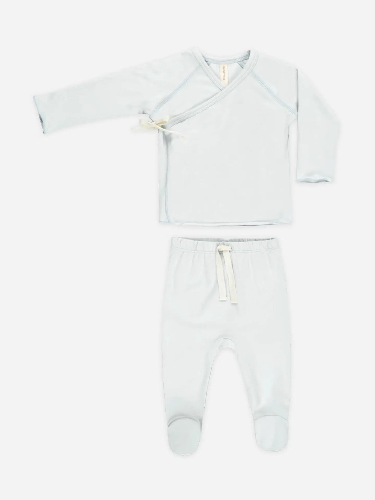 Baby Quincy Mae Wrap Top + Footed Pant Set Fog (NB~6m) - Fog