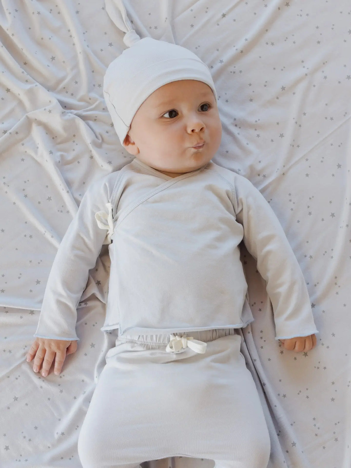 Baby Quincy Mae Wrap Top + Footed Pant Set Fog (NB~6m) - Fog