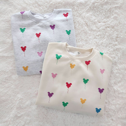 Adult Balloon Print Brushed Cotton Sweatshirt - Melange Grey kids outfit