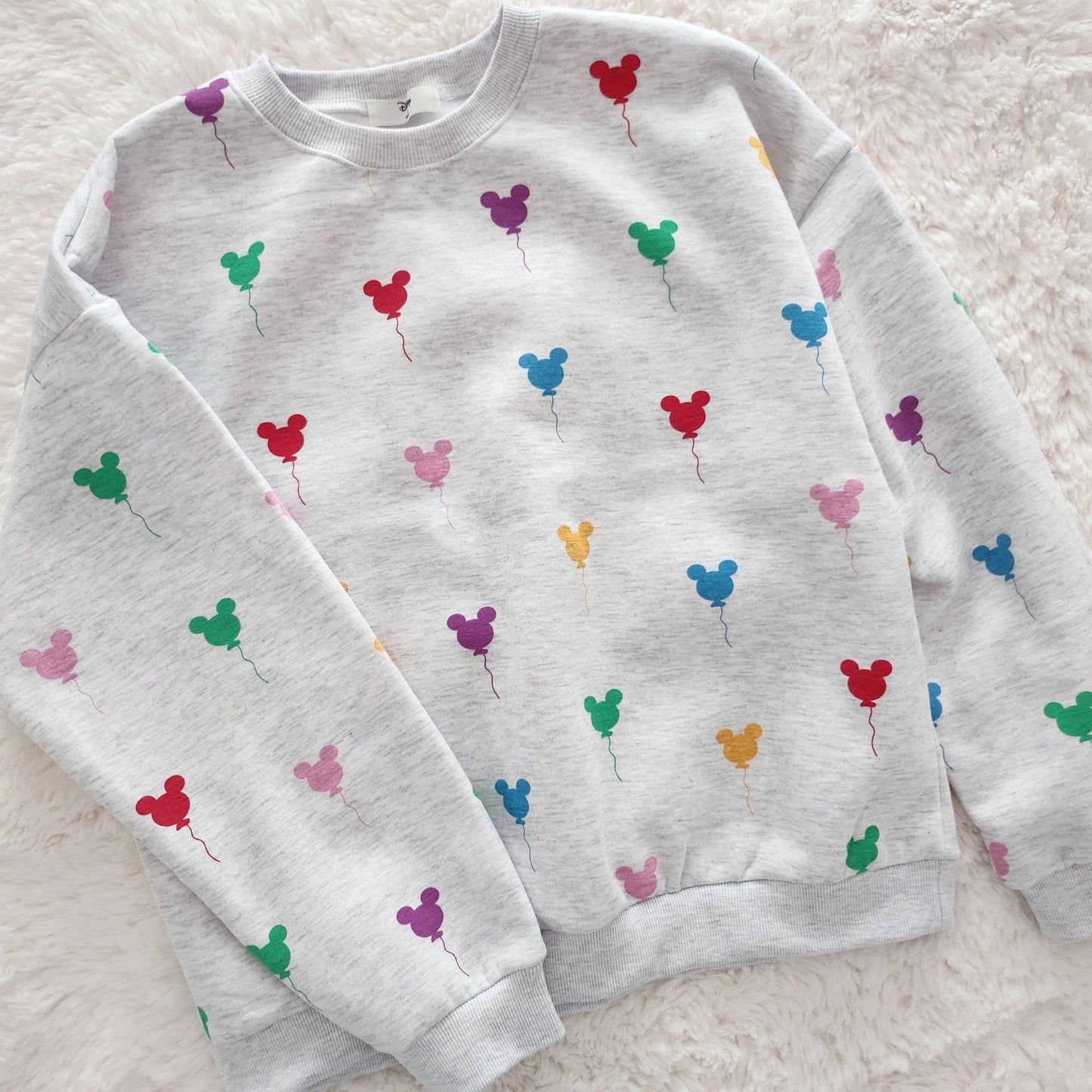Adult Balloon Print Brushed Cotton Sweatshirt - Melange Grey kids outfit