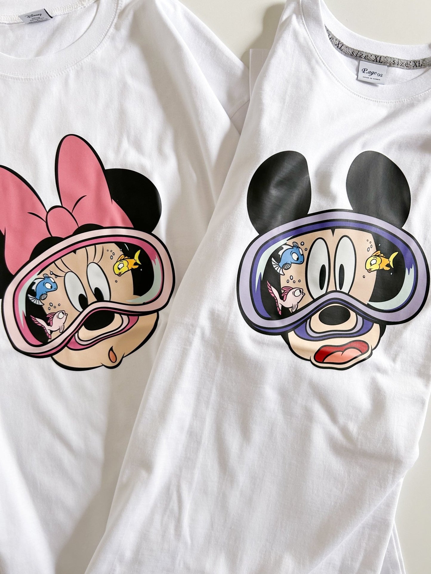 Adult Disney Mickey / Minnie Goggle Oversized Short Sleeve Top - Ivory kids outfit