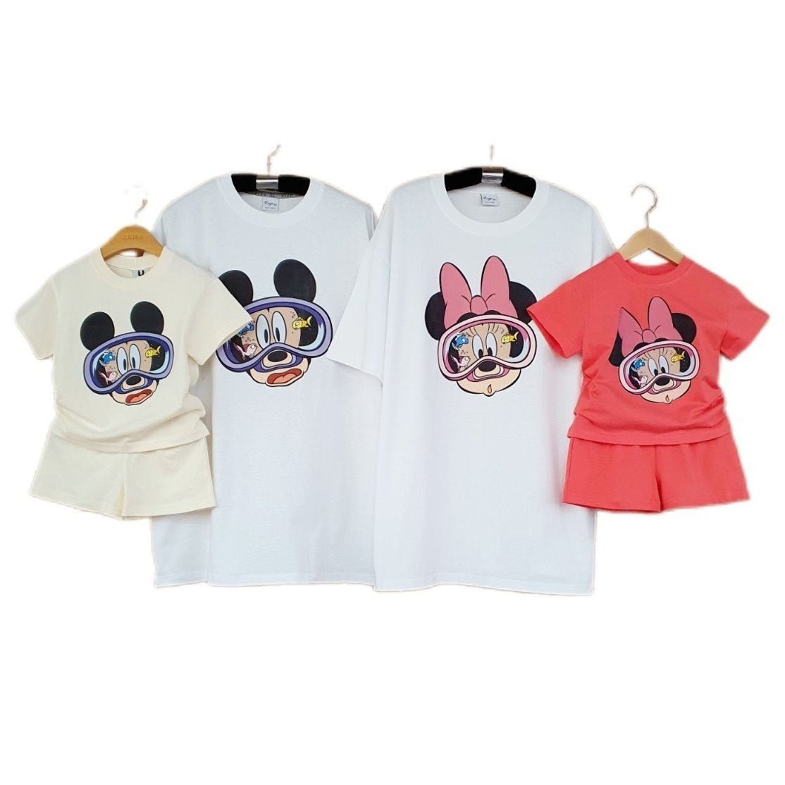Adult Disney Mickey / Minnie Goggle Oversized Short Sleeve Top - Ivory kids outfit