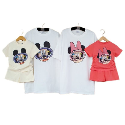 Adult Disney Mickey / Minnie Goggle Oversized Short Sleeve Top - Ivory kids outfit