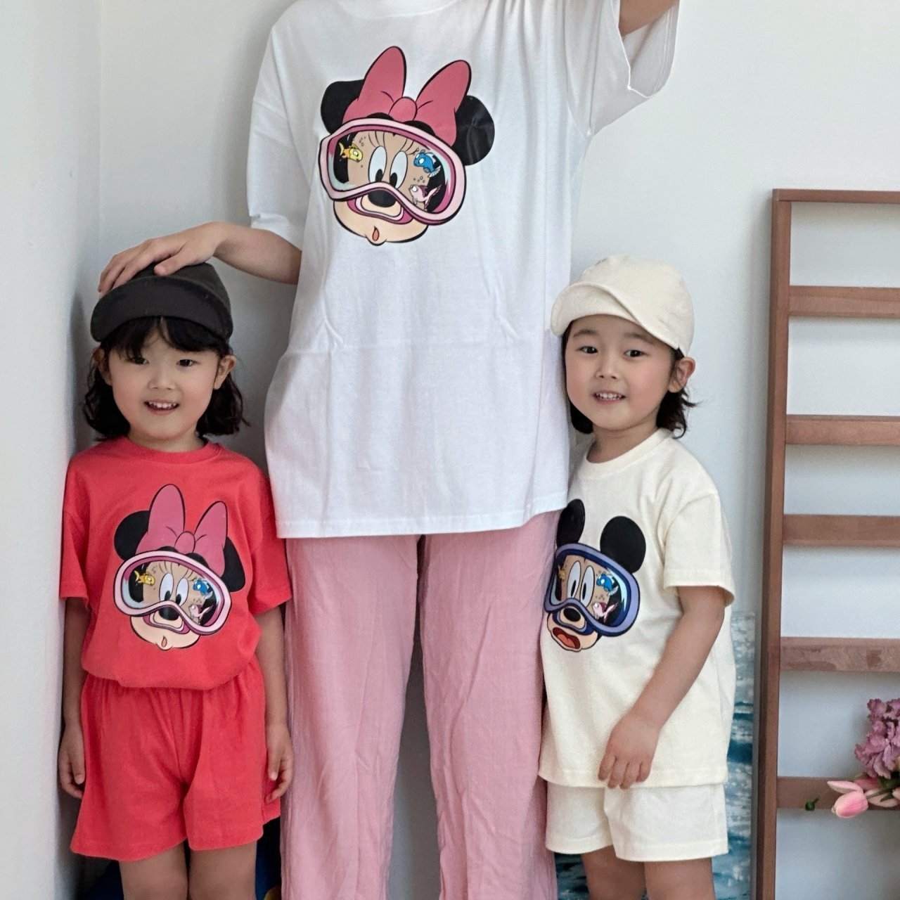 Adult Disney Mickey / Minnie Goggle Oversized Short Sleeve Top - Ivory kids outfit
