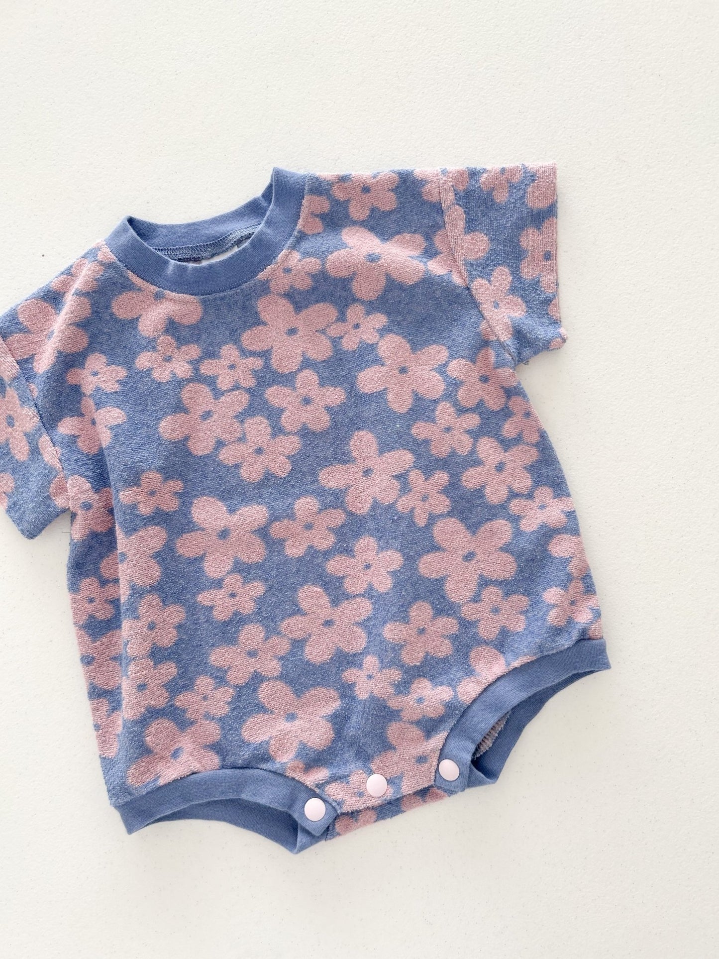 At Noon Baby Terry Cloth Floral T-shirt Romper (3 - 18m) - Pink Floral kids outfit