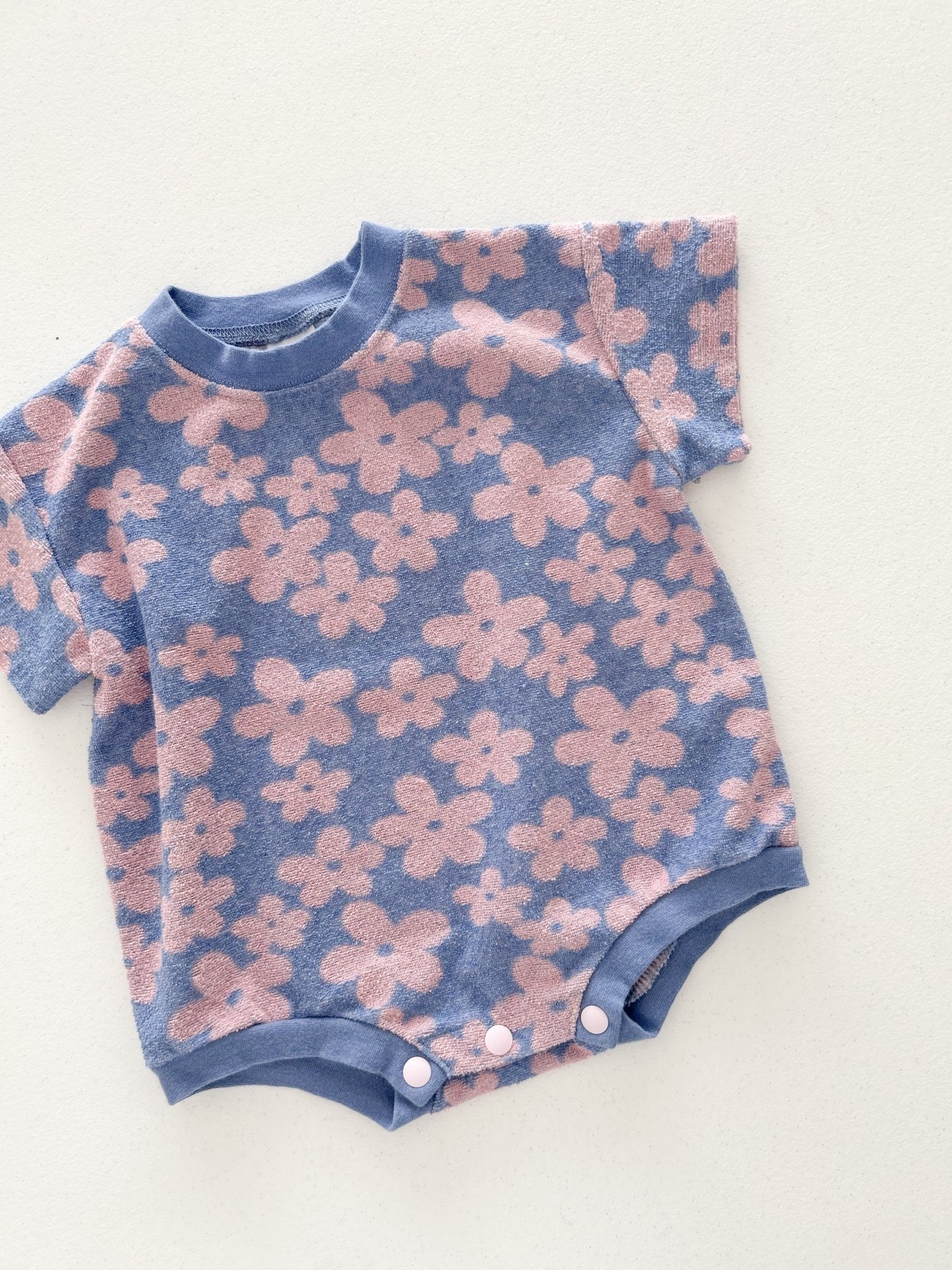 At Noon Baby Terry Cloth Floral T-shirt Romper (3 - 18m) - Pink Floral kids outfit