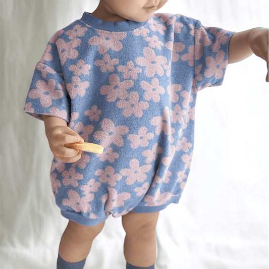 At Noon Baby Terry Cloth Floral T-shirt Romper (3 - 18m) - Pink Floral kids outfit