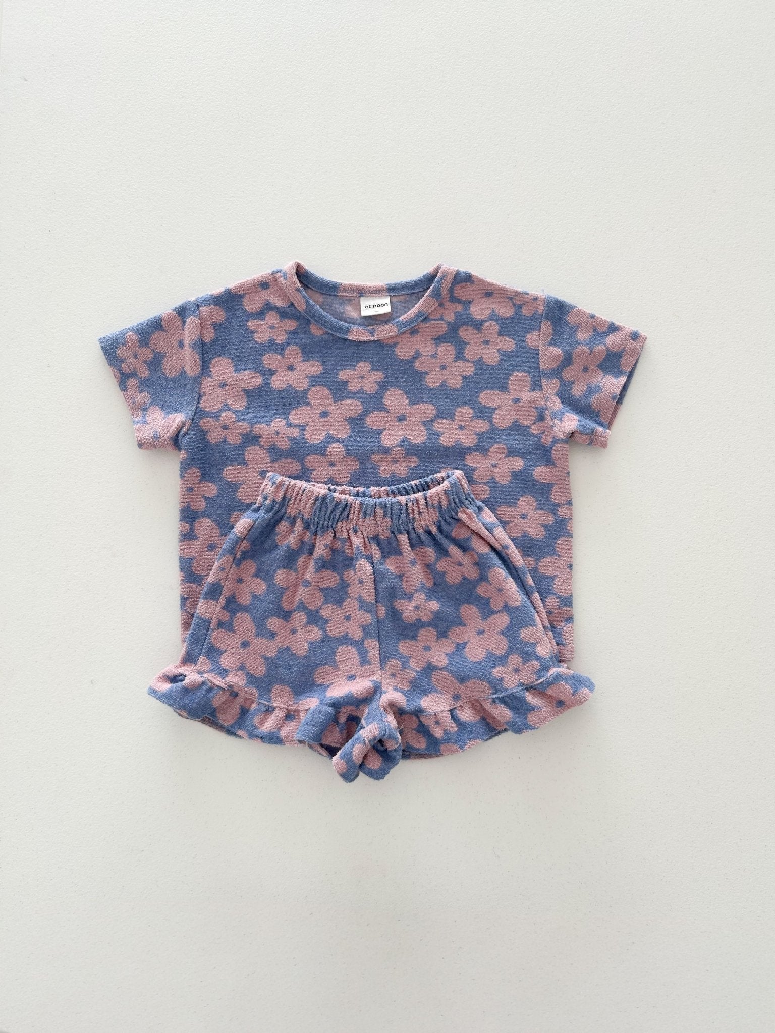 At Noon Baby Terry Cloth Floral T-shirt Romper (3 - 18m) - Pink Floral kids outfit