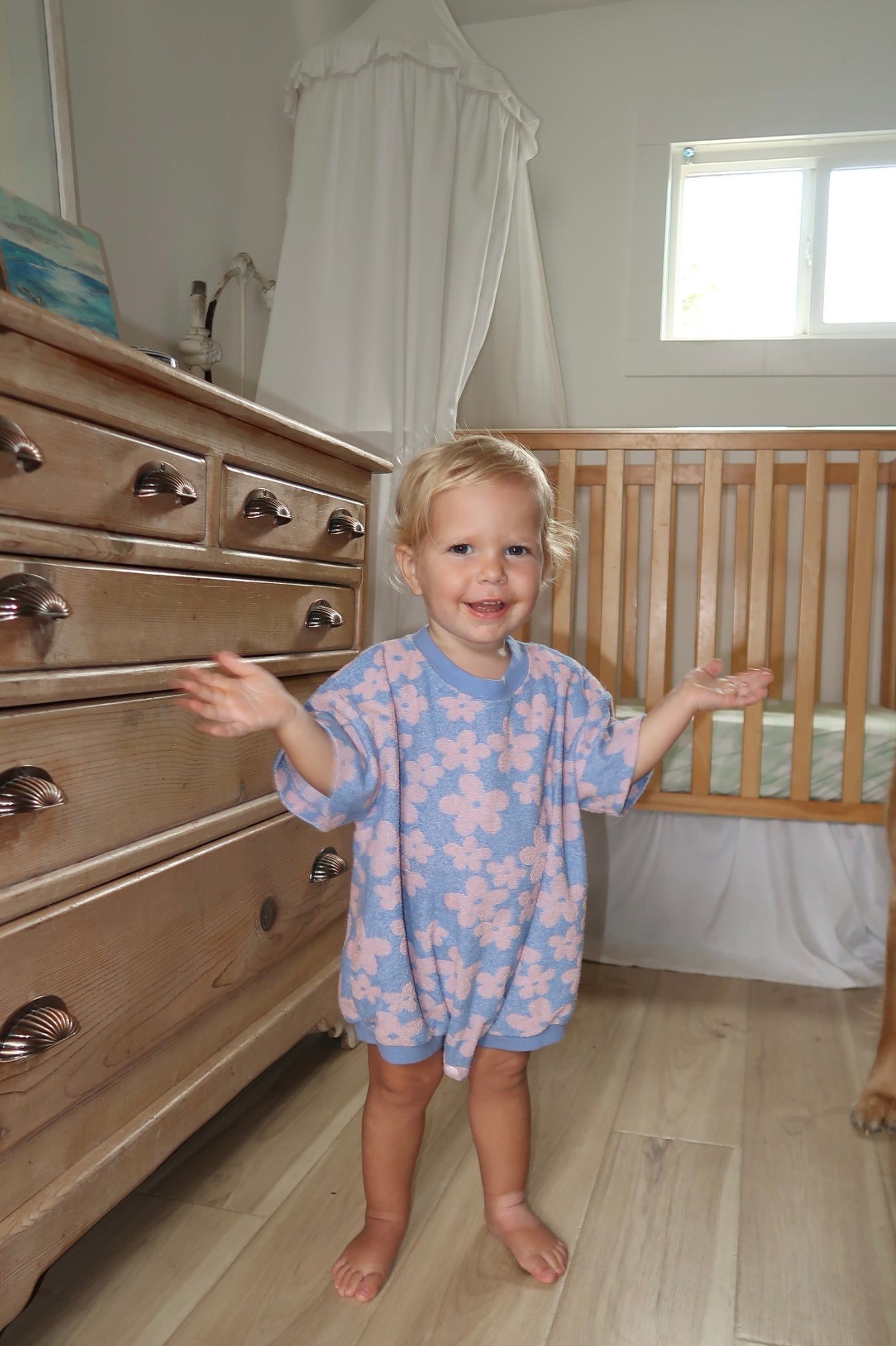 At Noon Baby Terry Cloth Floral T-shirt Romper (3 - 18m) - Pink Floral kids outfit