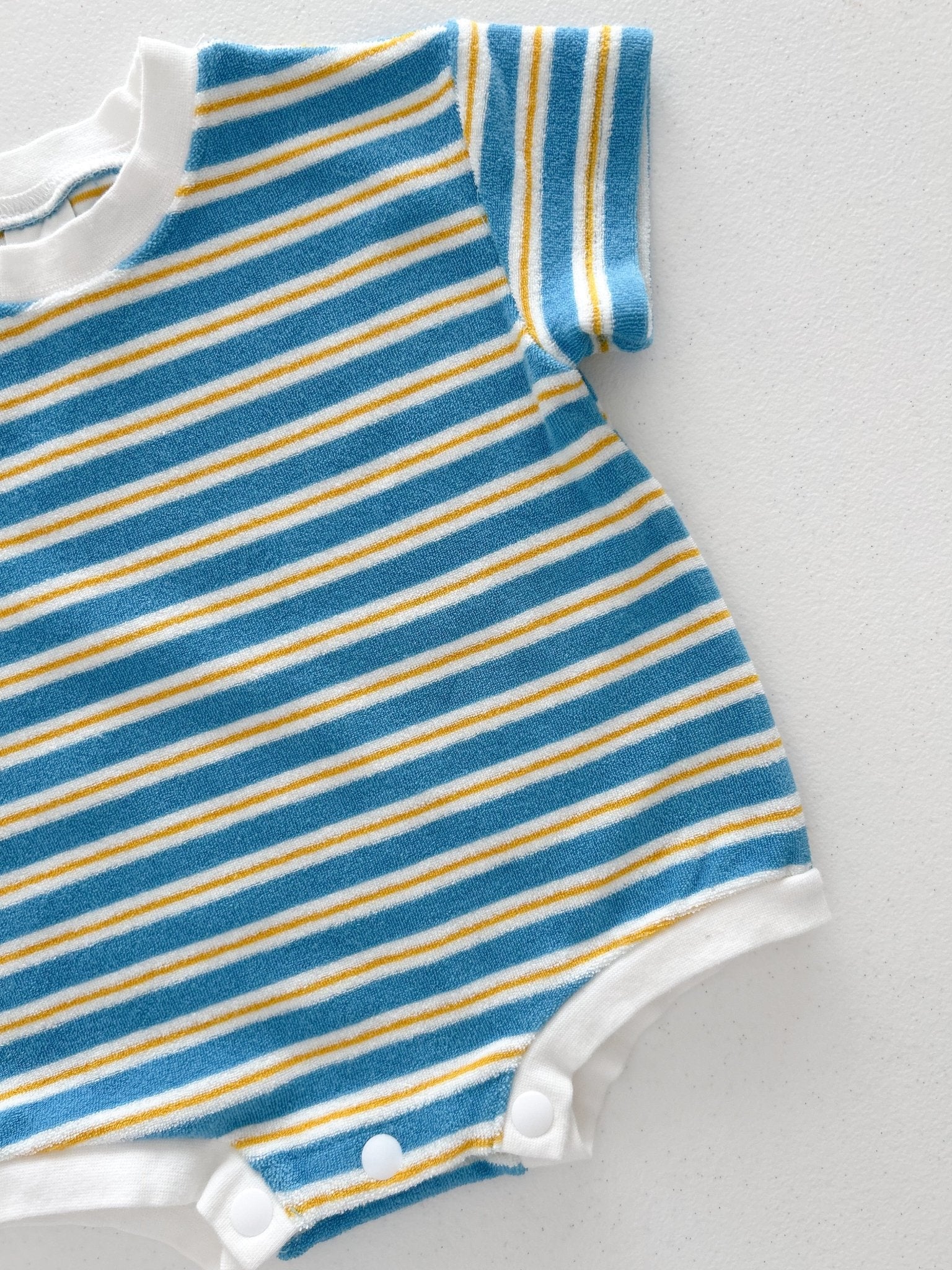 At Noon Baby Terry Cloth Stripe T-shirt Romper (3 - 18m) - Blue kids outfit