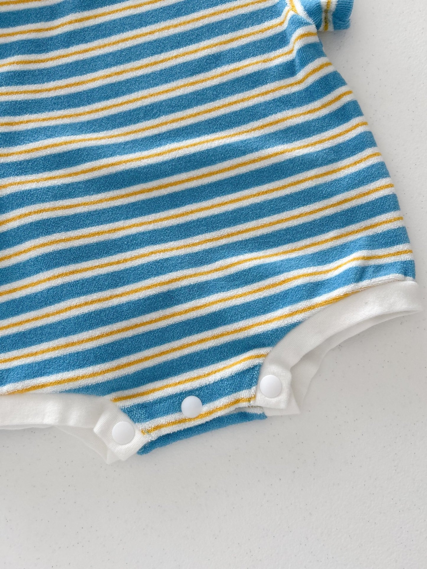 At Noon Baby Terry Cloth Stripe T-shirt Romper (3 - 18m) - Blue kids outfit