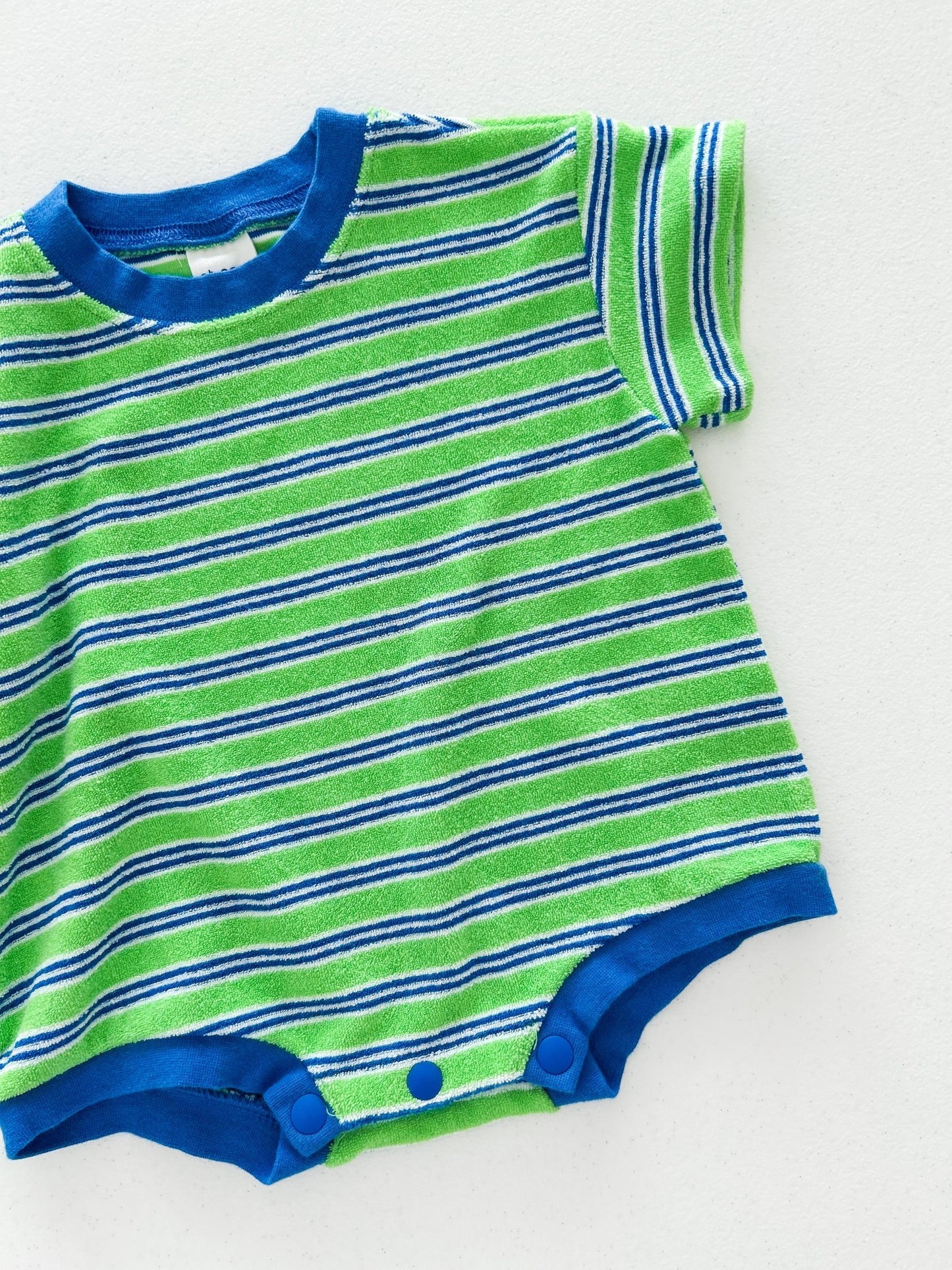 At Noon Baby Terry Cloth Stripe T-shirt Romper (3 - 18m) - Green kids outfit