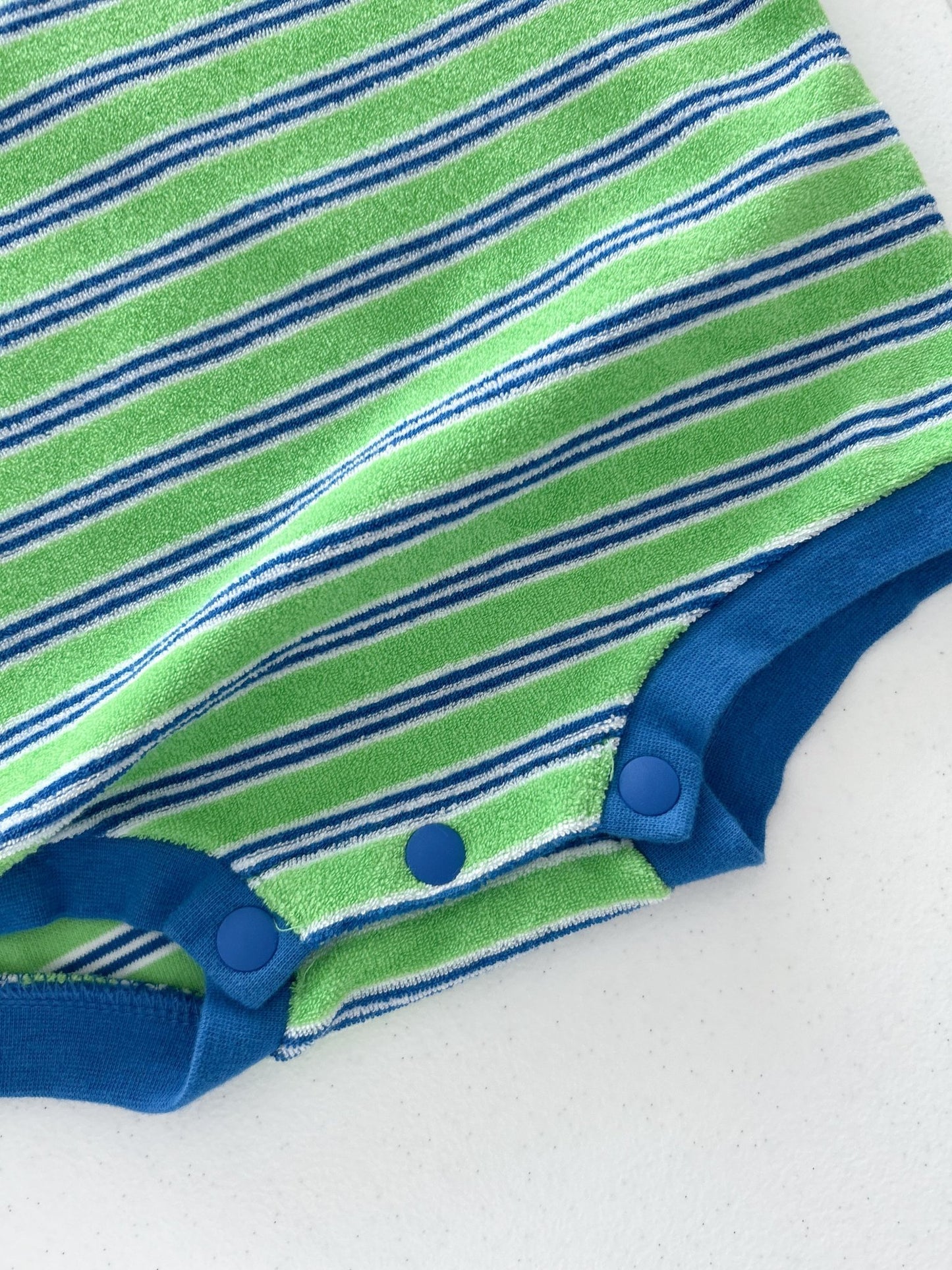 At Noon Baby Terry Cloth Stripe T-shirt Romper (3 - 18m) - Green kids outfit