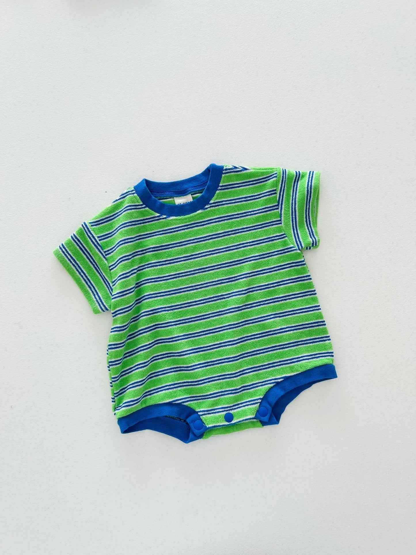 At Noon Baby Terry Cloth Stripe T-shirt Romper (3 - 18m) - Green kids outfit