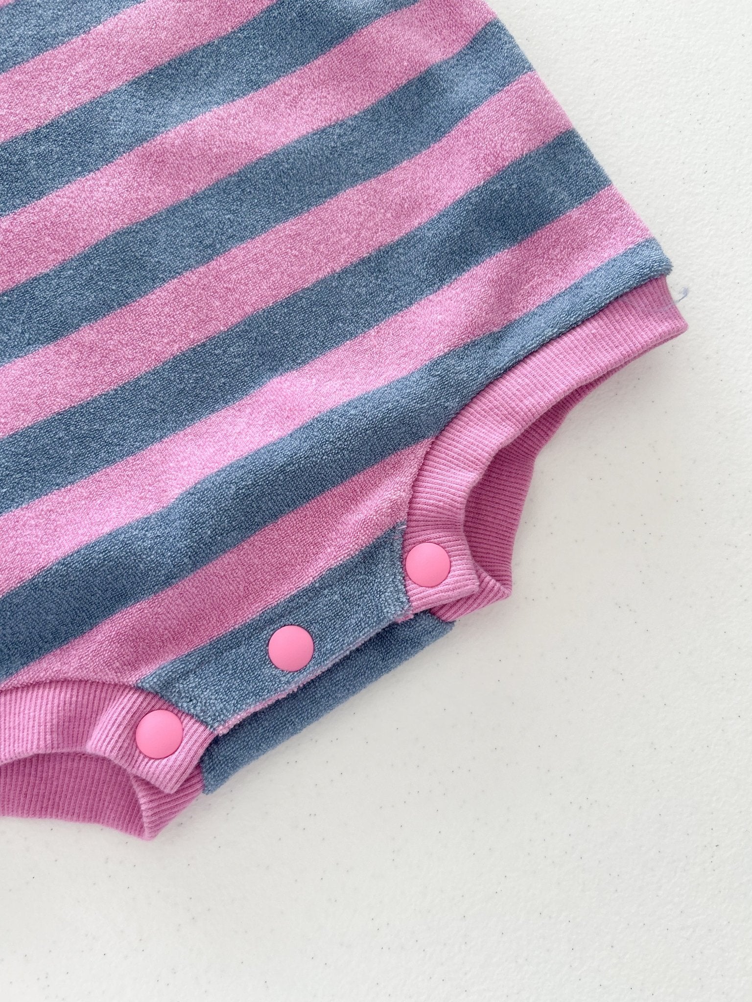 At Noon Baby Terry Cloth Stripe T-shirt Romper (3 - 18m) - Pink Stripe kids outfit