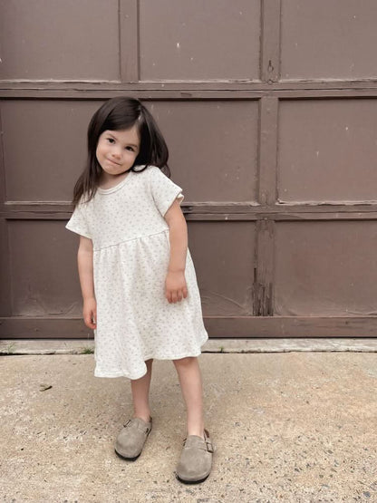 [At Noon Exclusive] Kids Cozy Waffle Dress (1 - 6y) - Floral kids outfit