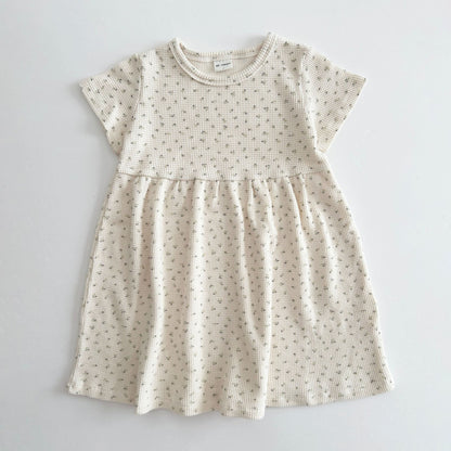 [At Noon Exclusive] Kids Cozy Waffle Dress (1 - 6y) - Floral kids outfit