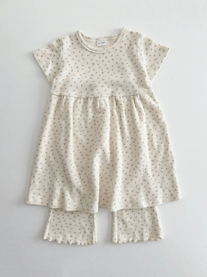[At Noon Exclusive] Kids Cozy Waffle Dress (1 - 6y) - Floral kids outfit