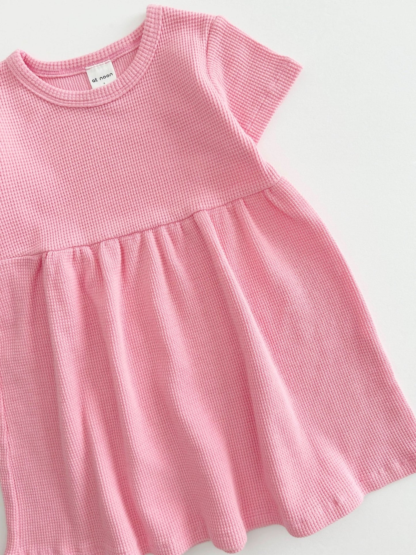 [At Noon Exclusive] Kids Cozy Waffle Dress (1 - 6y) - Pink kids outfit