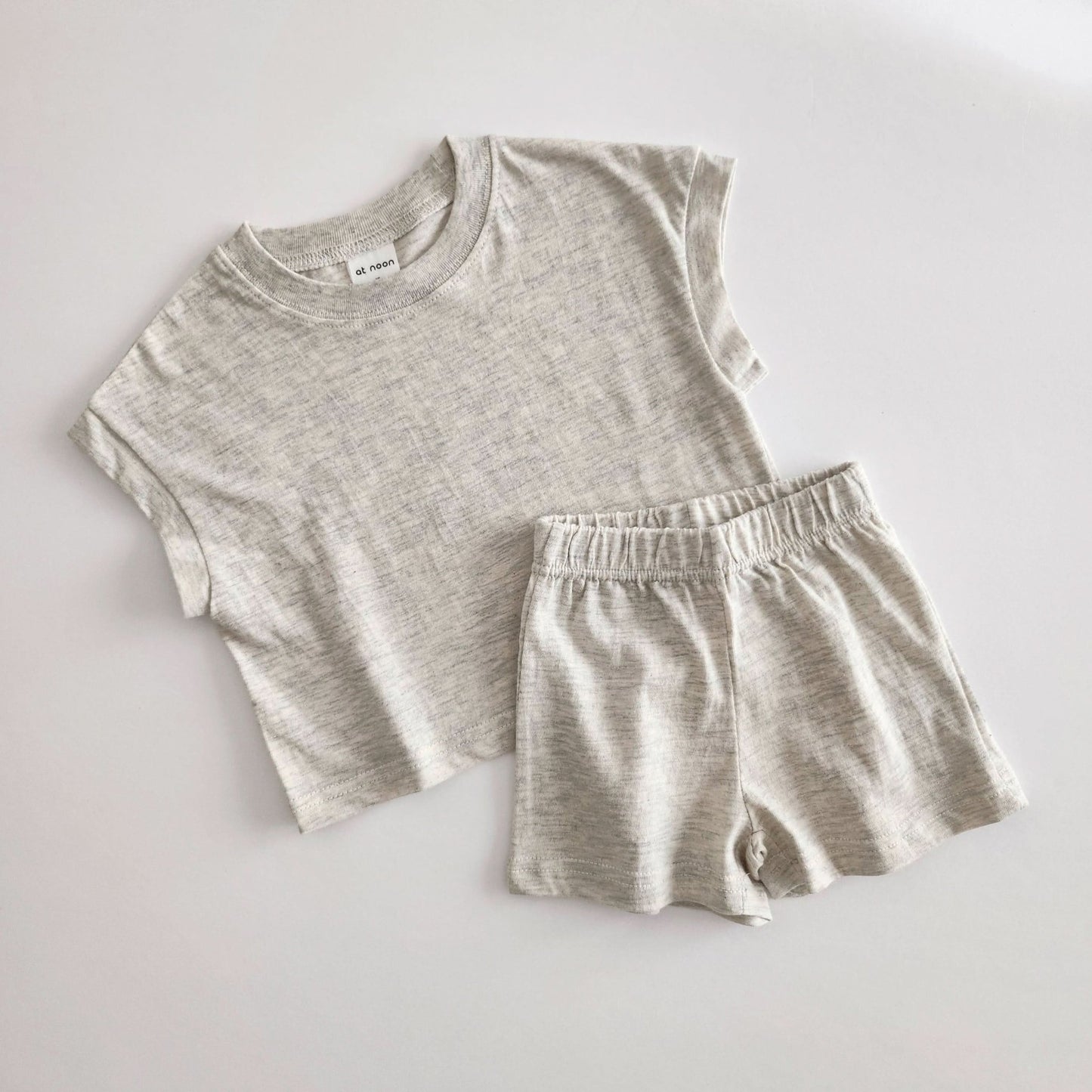 [At Noon Exclusive] Kids Muscle T-Shirt and Shorts Set(3m - 5y) - Oat kids outfit