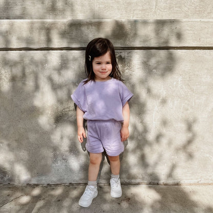 [At Noon Exclusive] Kids Muscle T-Shirt and Shorts Set(3m - 5y) - Pink kids outfit
