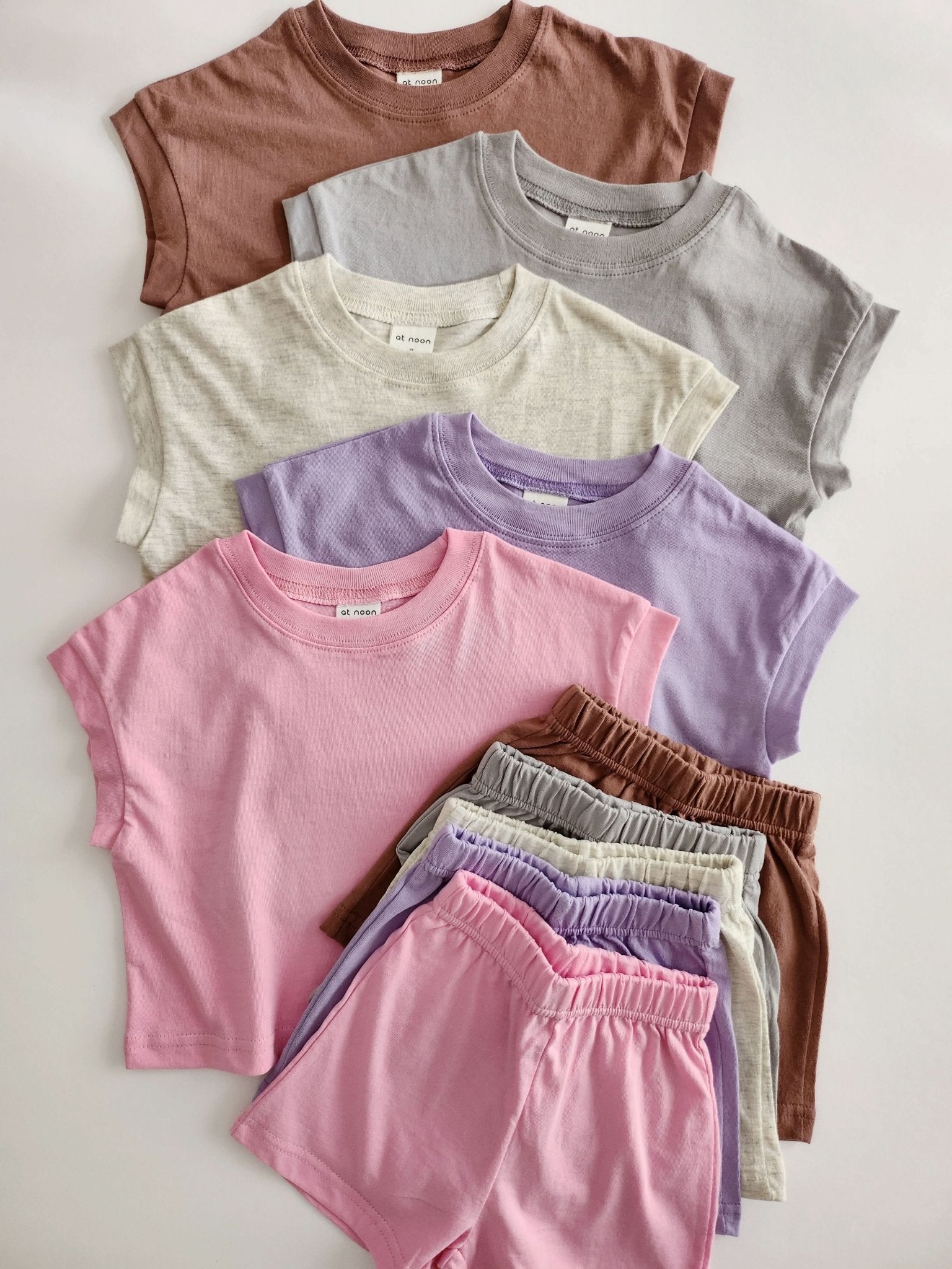 [At Noon Exclusive] Kids Muscle T-Shirt and Shorts Set(3m - 5y) - Pink kids outfit