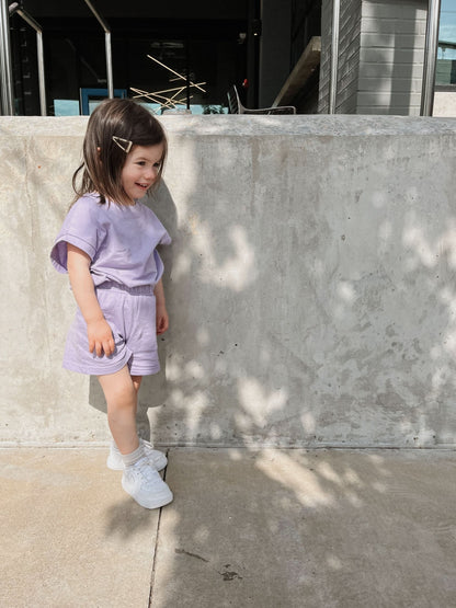 [At Noon Exclusive] Kids Muscle T-Shirt and Shorts Set(3m - 5y) - Purple kids outfit