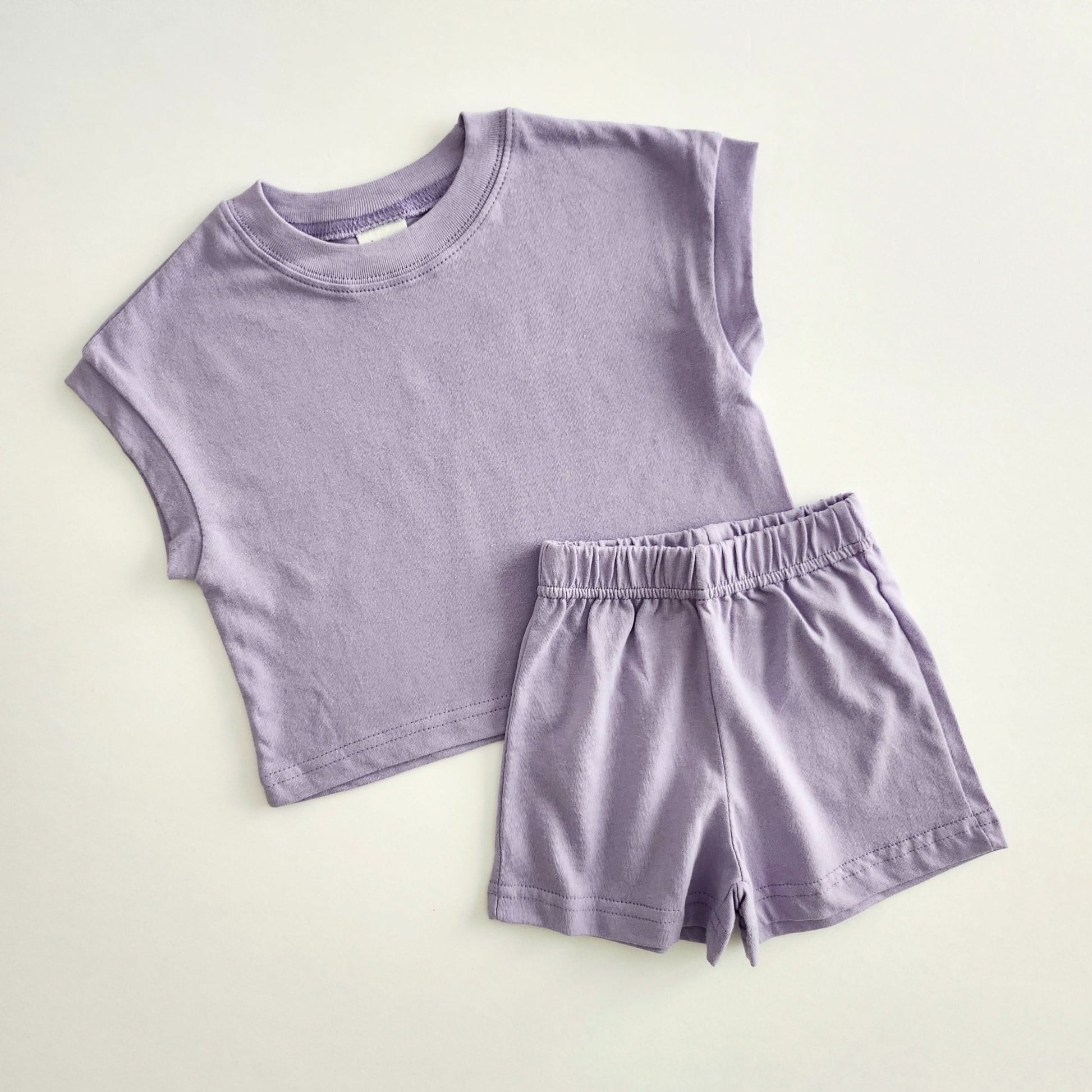 [At Noon Exclusive] Kids Muscle T-Shirt and Shorts Set(3m - 5y) - Purple kids outfit
