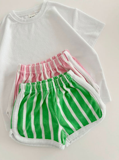 [At Noon Exclusive] Kids Terry Cloth Stripe Shorts (8m - 7y) - 2 Colors kids outfit