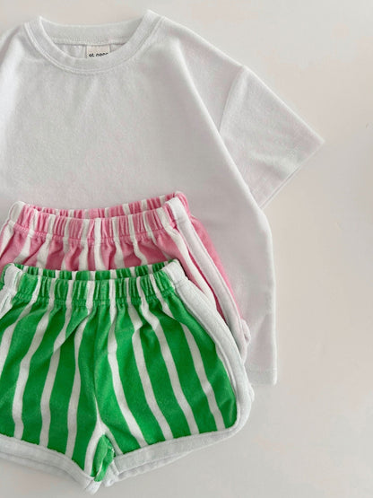 [At Noon Exclusive] Kids Terry Cloth Stripe Shorts (8m - 7y) - 2 Colors kids outfit
