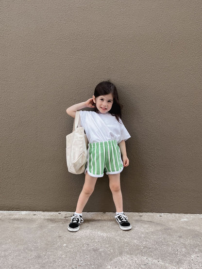 [At Noon Exclusive] Kids Terry Cloth Stripe Shorts (8m - 7y) - 2 Colors kids outfit