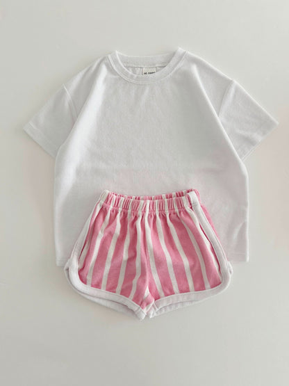 [At Noon Exclusive] Kids Terry Cloth Stripe Shorts (8m - 7y) - 2 Colors kids outfit