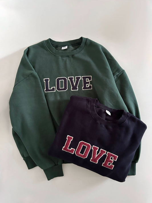 [At Noon Exclusive]] Mom Corduroy Embroidery LOVE Sweatshirt (One Size) - 2 Colors kids outfit