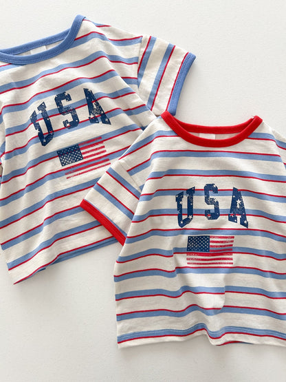 At Noon Kids Oversized USA Print Stripe T-Shirt (6m-8y) - 2 Colors kids outfit
