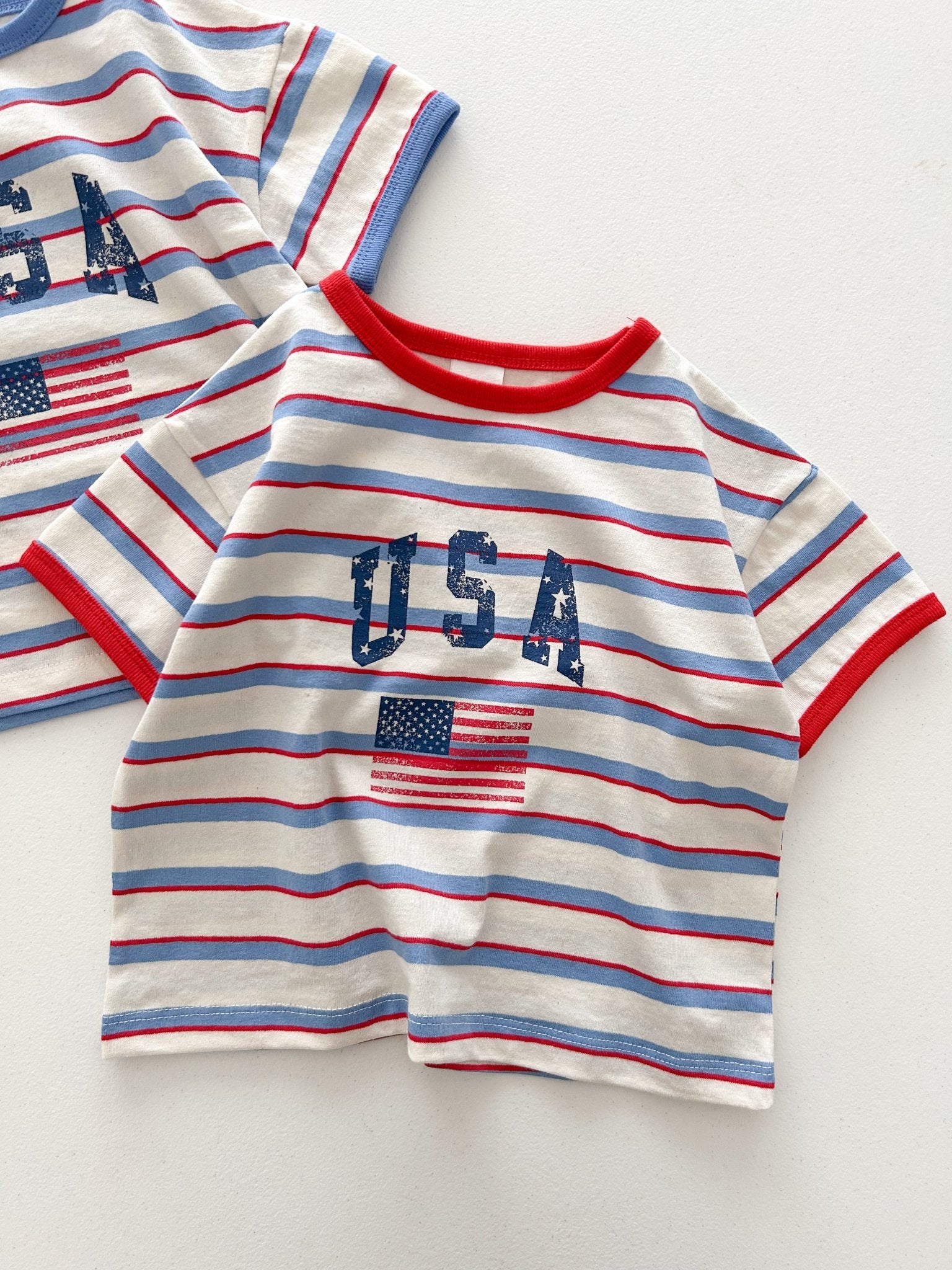 At Noon Kids Oversized USA Print Stripe T-Shirt (6m-8y) - 2 Colors kids outfit