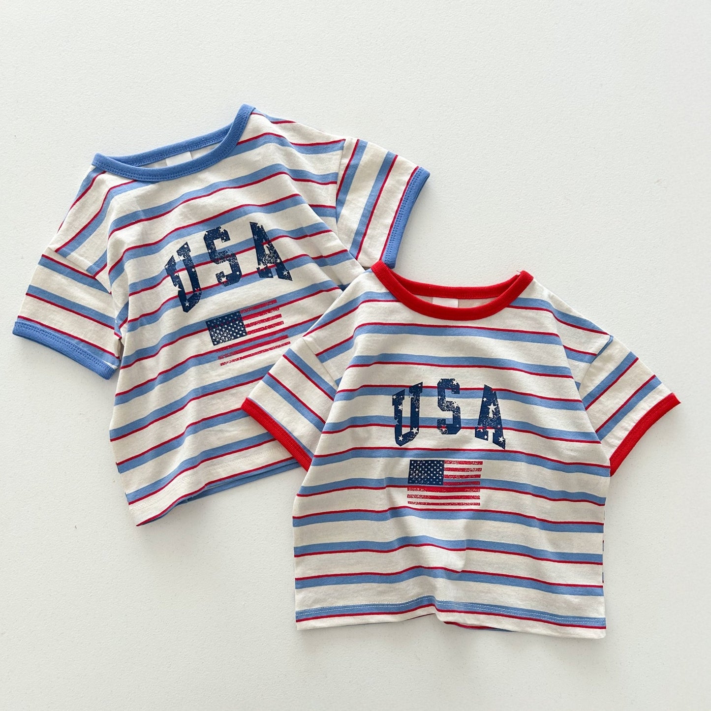 At Noon Kids Oversized USA Print Stripe T-Shirt (6m-8y) - 2 Colors kids outfit