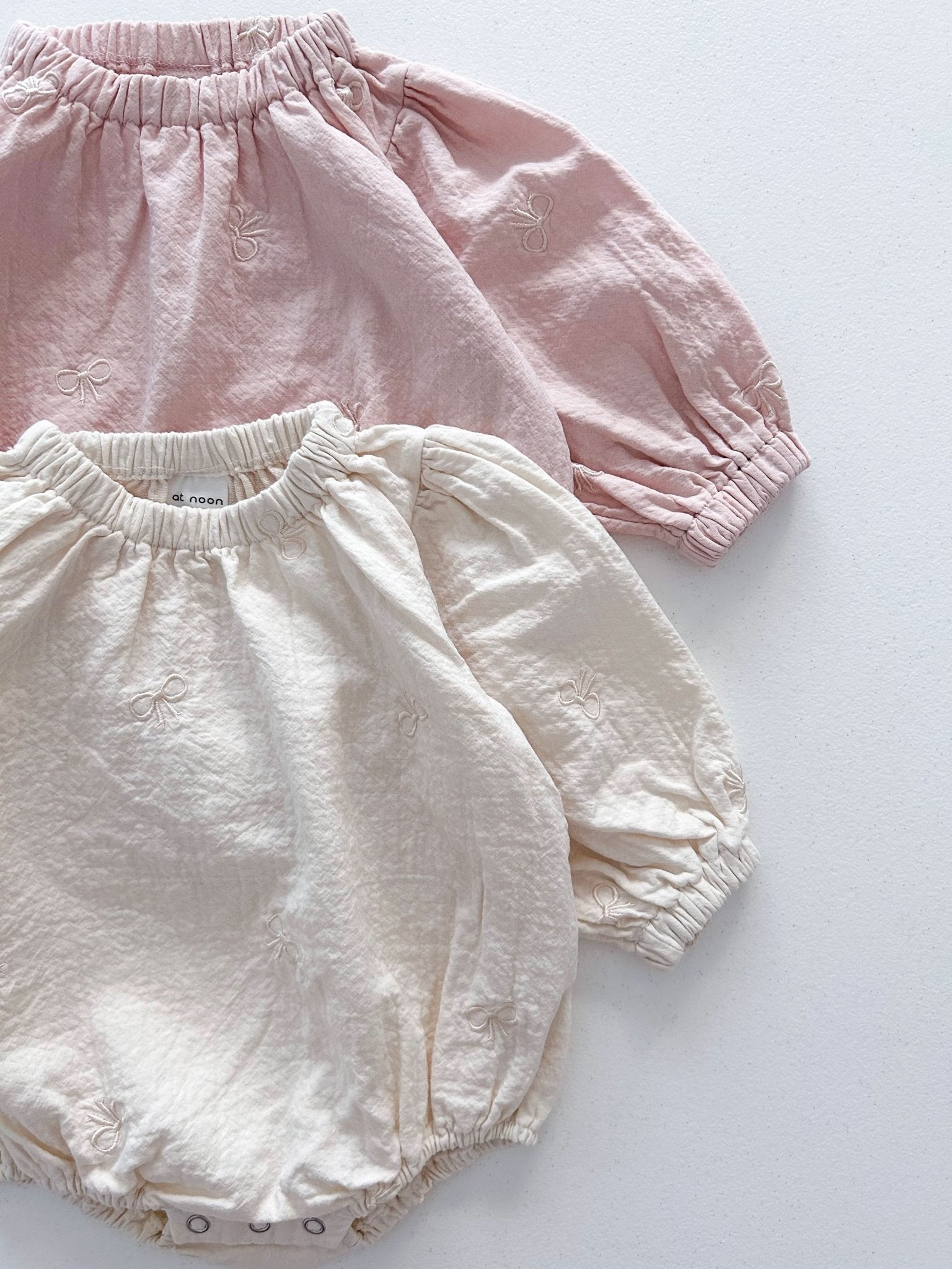 [At Noon Original Design] Baby Bow Embroidery Gauze Cotton Romper (3 - 18m) - 2 Colors kids outfit