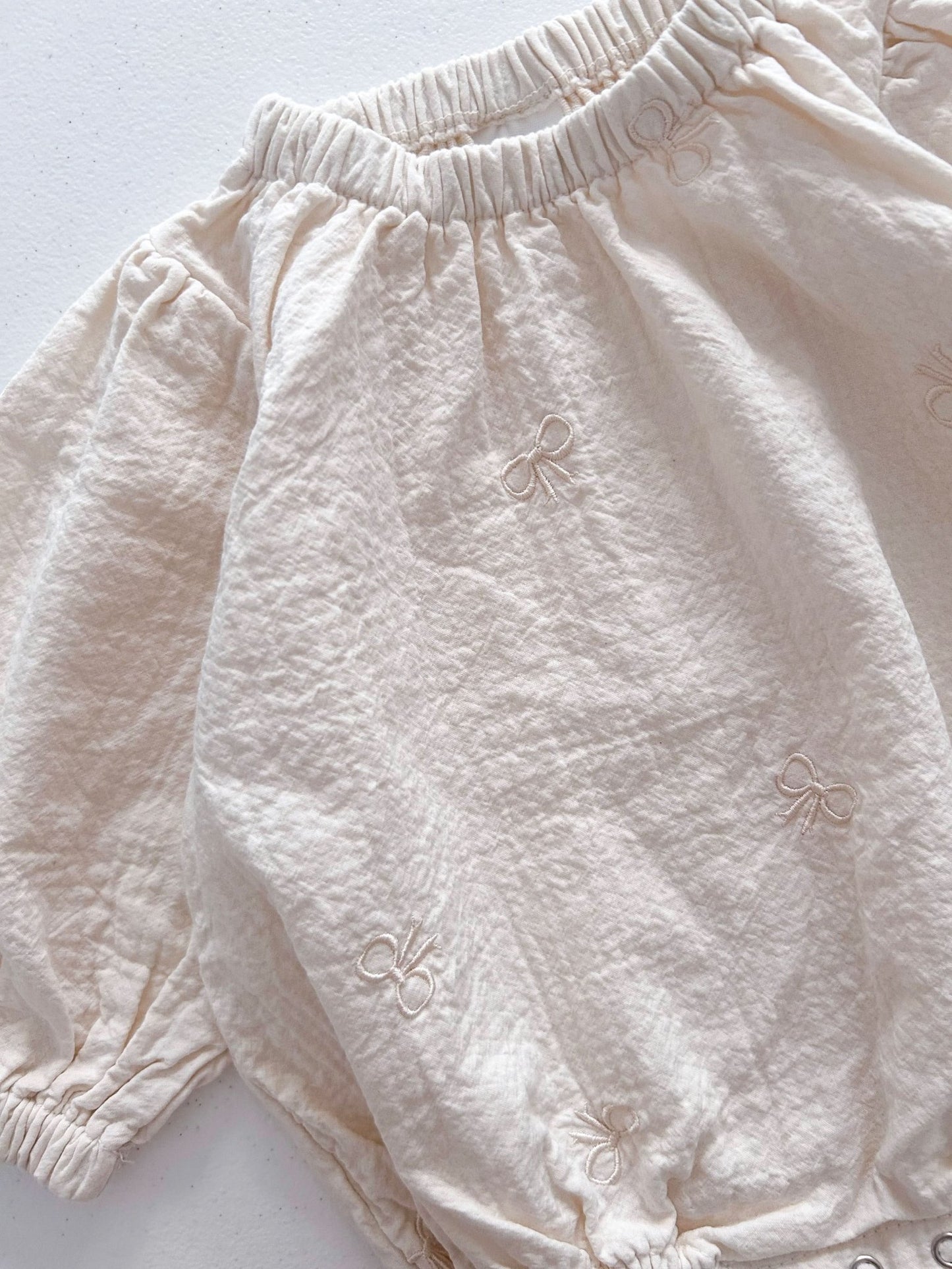 [At Noon Original Design] Baby Bow Embroidery Gauze Cotton Romper (3 - 18m) - 2 Colors kids outfit