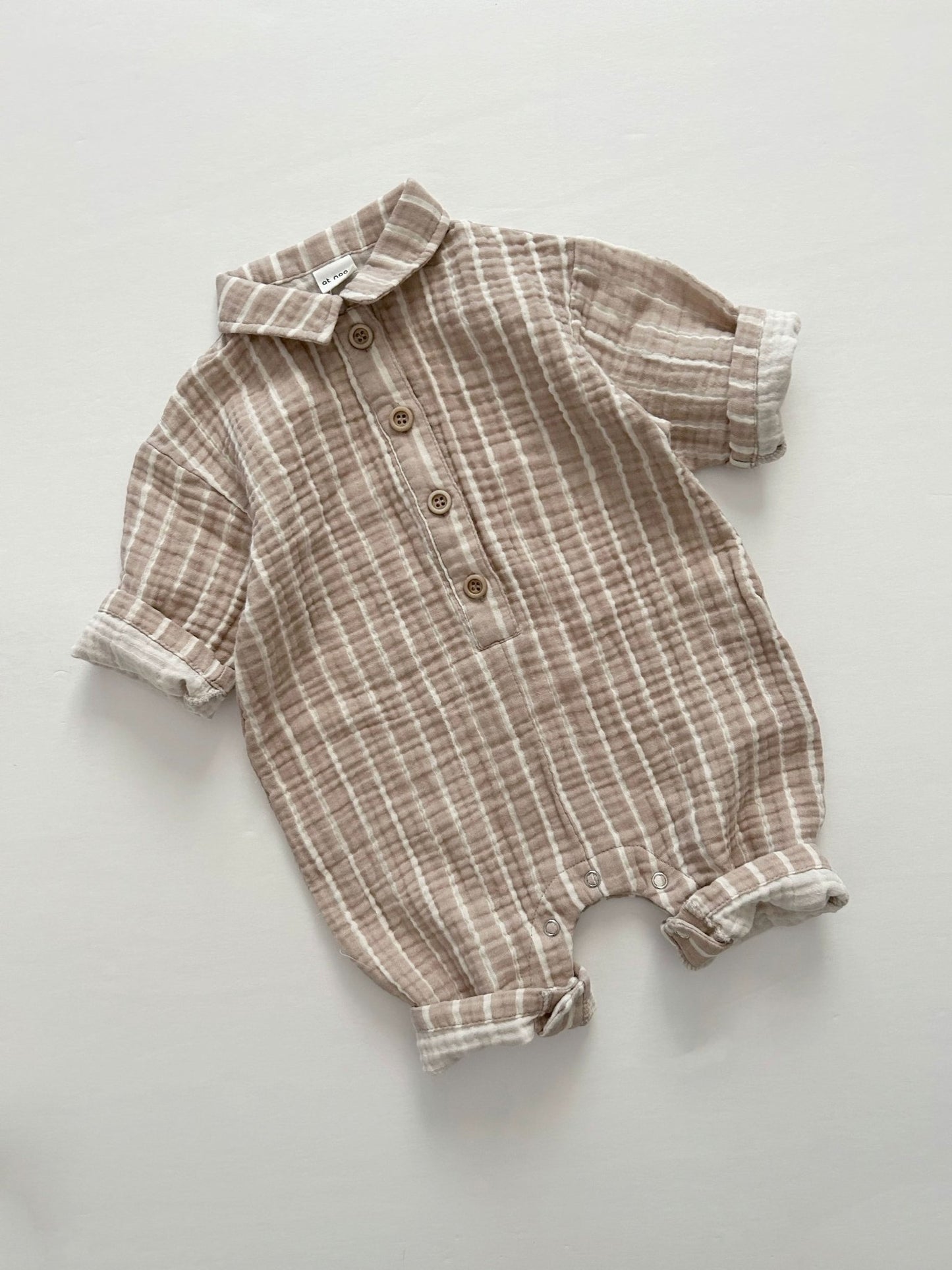 [At Noon Original Design] Baby Gauze Cotton Stripe Shirt Jumpsuit (3m - 3y) - 2 Colors kids outfit