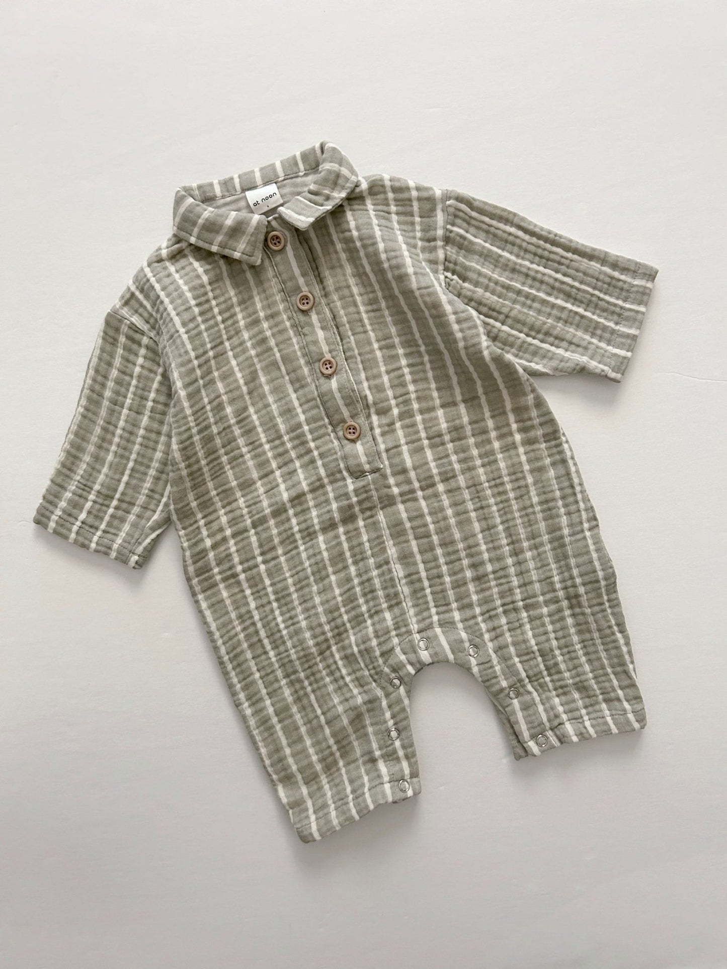 [At Noon Original Design] Baby Gauze Cotton Stripe Shirt Jumpsuit (3m - 3y) - 2 Colors kids outfit