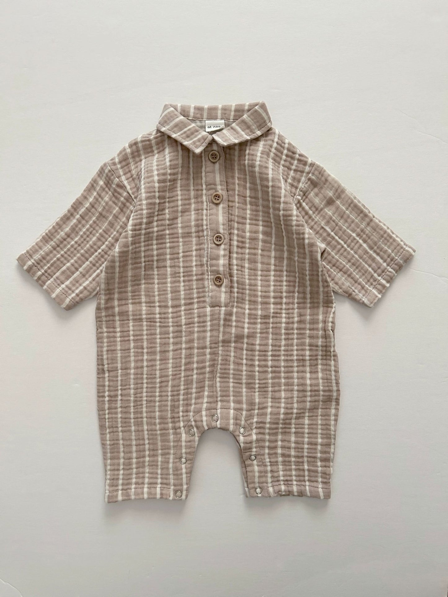 [At Noon Original Design] Baby Gauze Cotton Stripe Shirt Jumpsuit (3m - 3y) - 2 Colors kids outfit