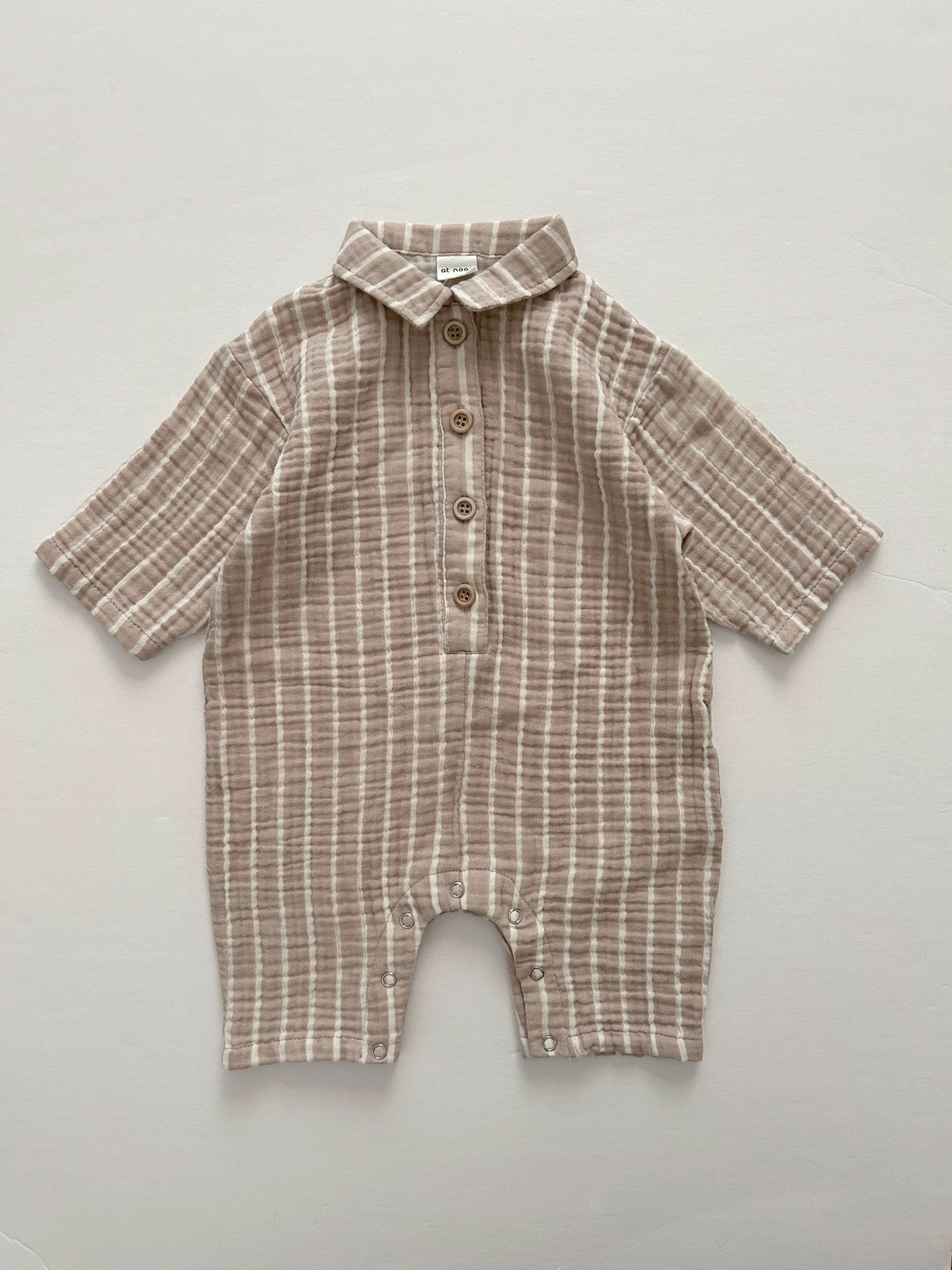 [At Noon Original Design] Baby Gauze Cotton Stripe Shirt Jumpsuit (3m - 3y) - 2 Colors kids outfit