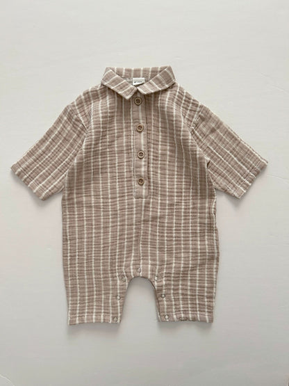 [At Noon Original Design] Baby Gauze Cotton Stripe Shirt Jumpsuit (3m - 3y) - 2 Colors kids outfit