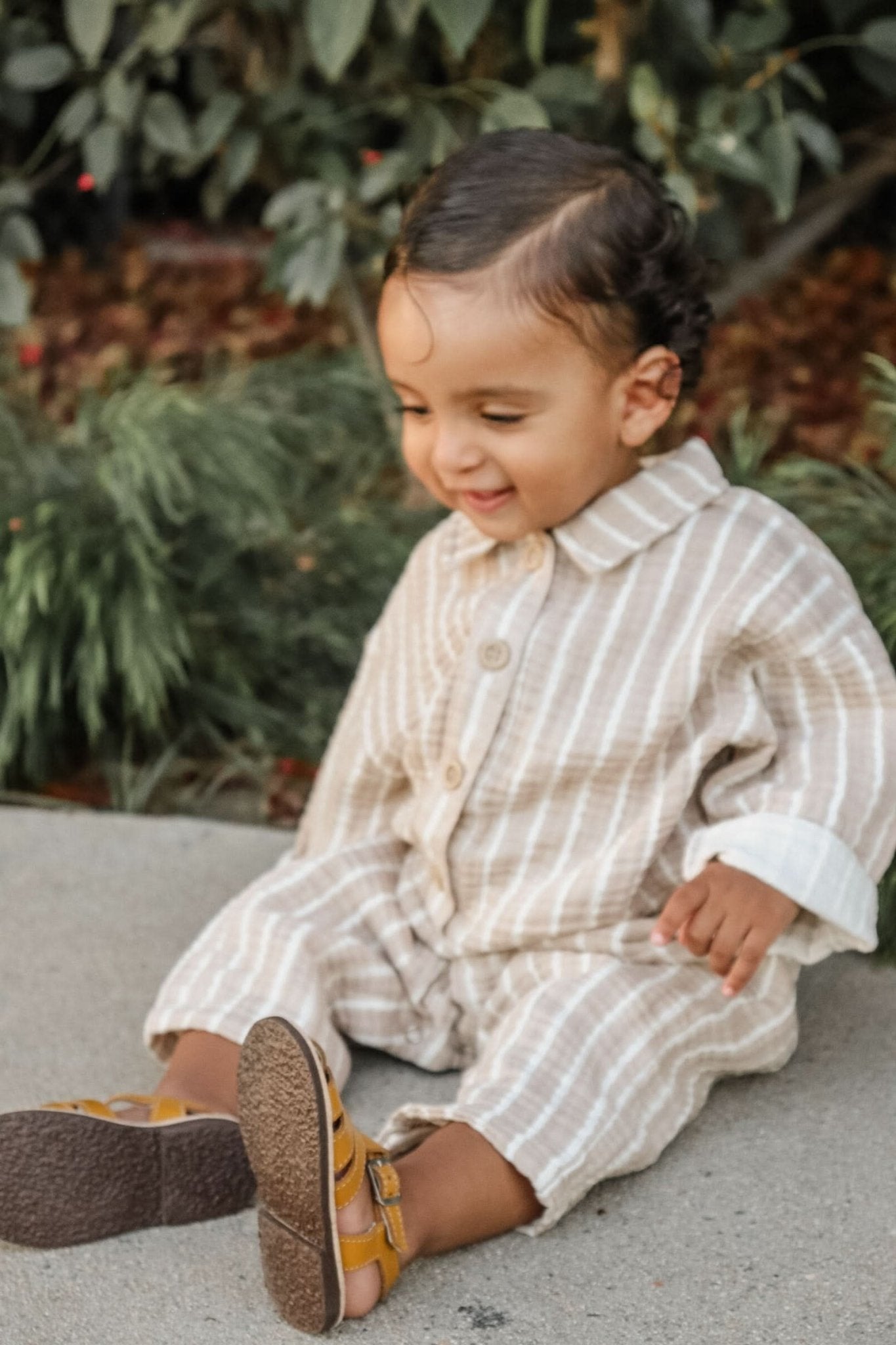 [At Noon Original Design] Baby Gauze Cotton Stripe Shirt Jumpsuit (3m - 3y) - 2 Colors kids outfit