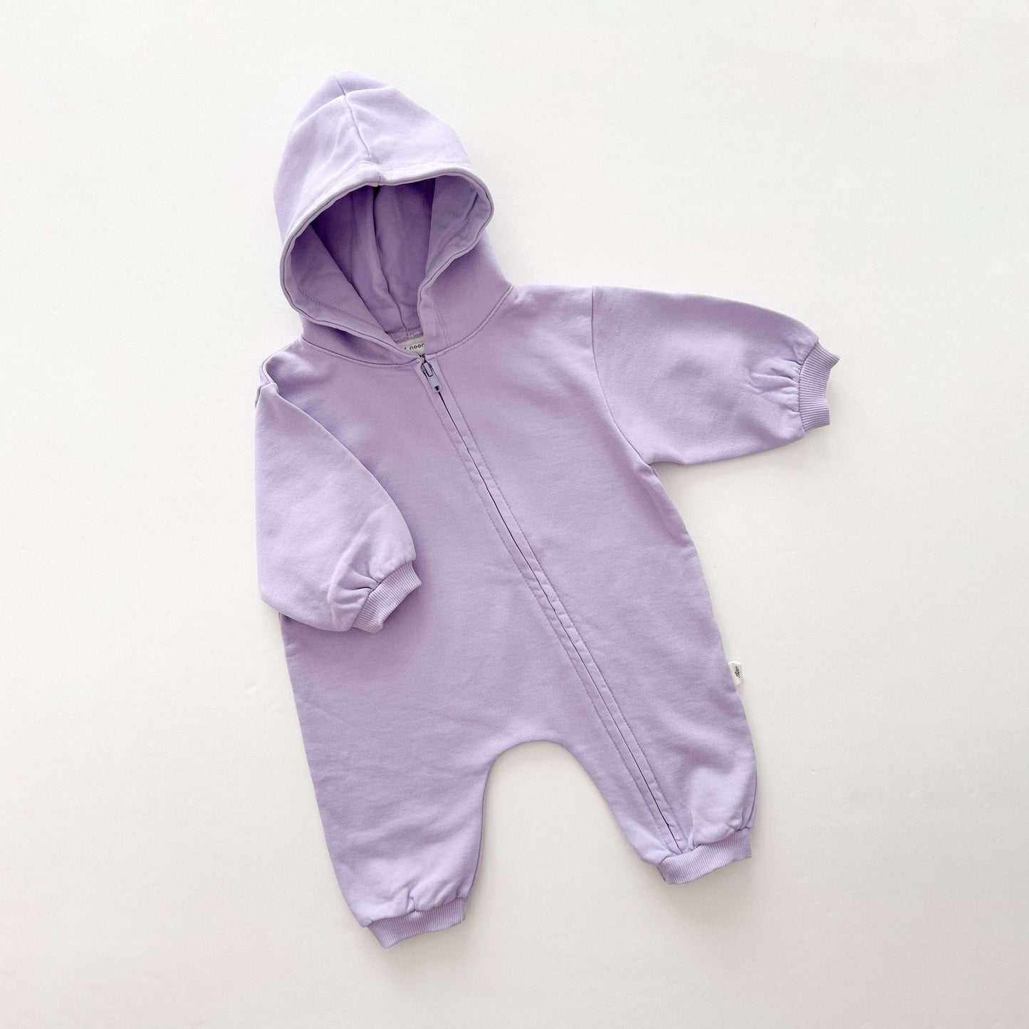 [At Noon Original Design] Baby Pigment Dyed Zip - Up Hoodie Jumpsuit (3m - 3y) - Lilac kids outfit