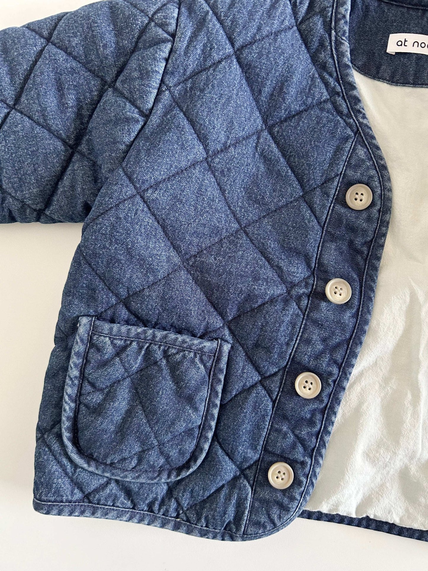 [At Noon Original Design] Baby Toddler Washed Denim Quilted Jacket (6m - 6y) kids outfit