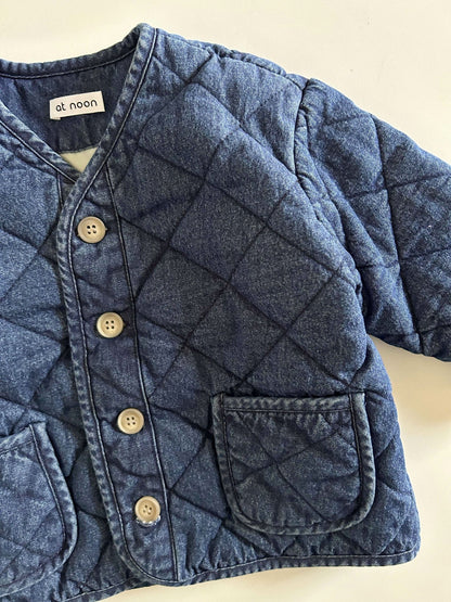 [At Noon Original Design] Baby Toddler Washed Denim Quilted Jacket (6m - 6y) kids outfit