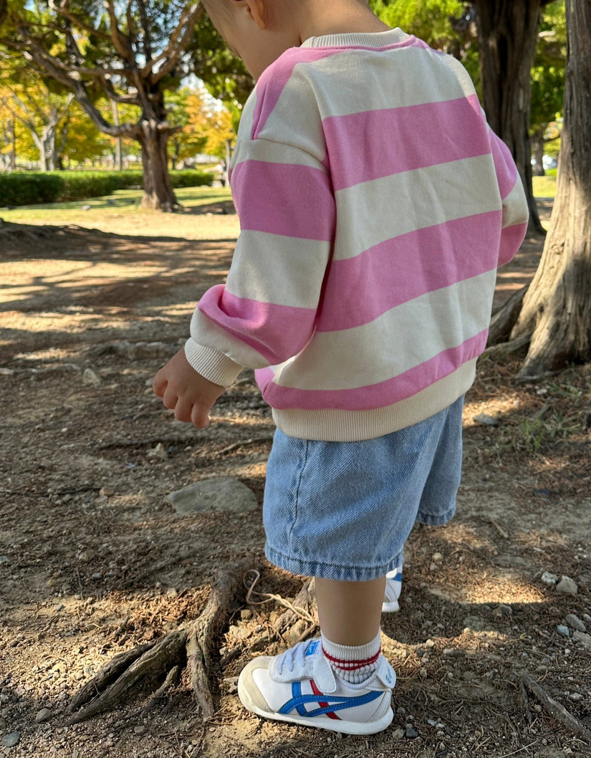 [At Noon Original Design] Kids Bold Stripe Sweatshirt (6m-8y) - Pink kids outfit